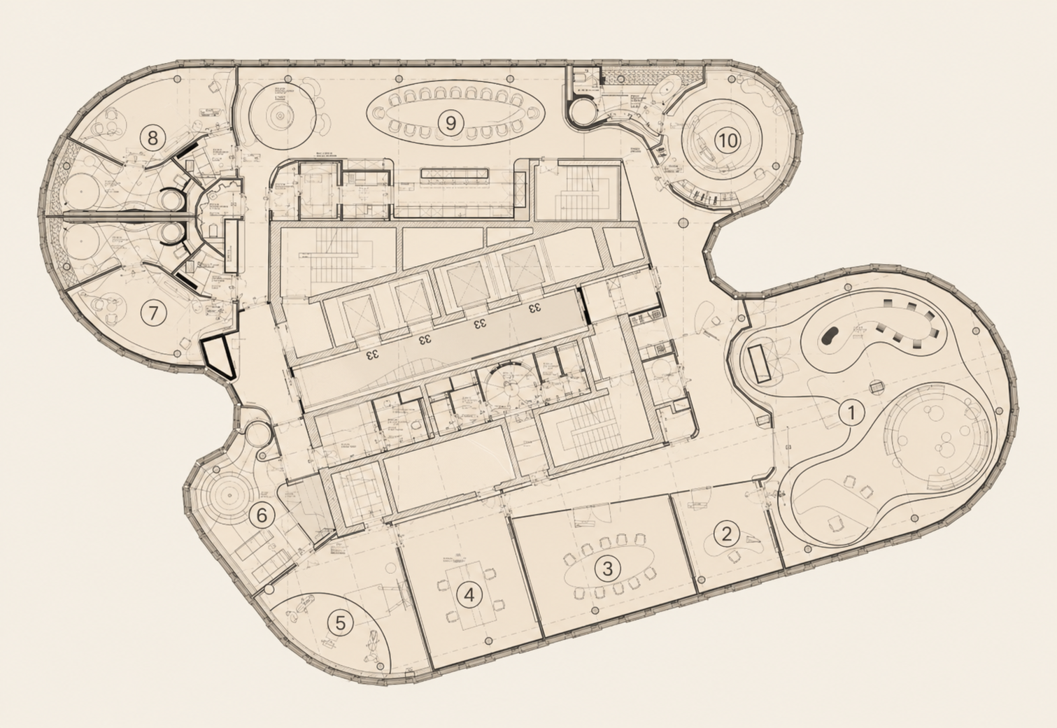 SPARK Sky Residence — floorplan, 33rd floor with numbered programme